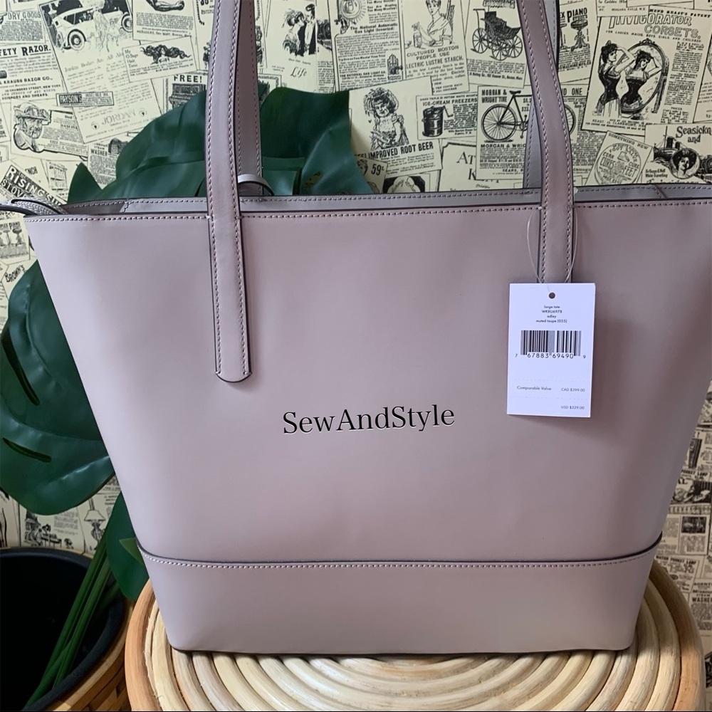 KATE SPADE ADLEY LARGE TOTE SHOULDER TAUPE BAG - Picture 6 of 11